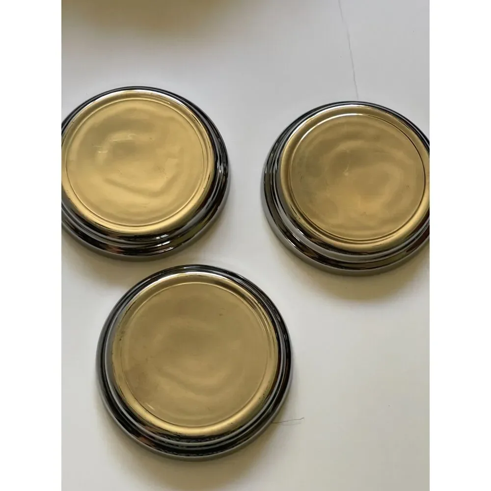 Vintage Mercury Glass Roman Soldier Coasters / Small Dish Set of 3 Gray Silver